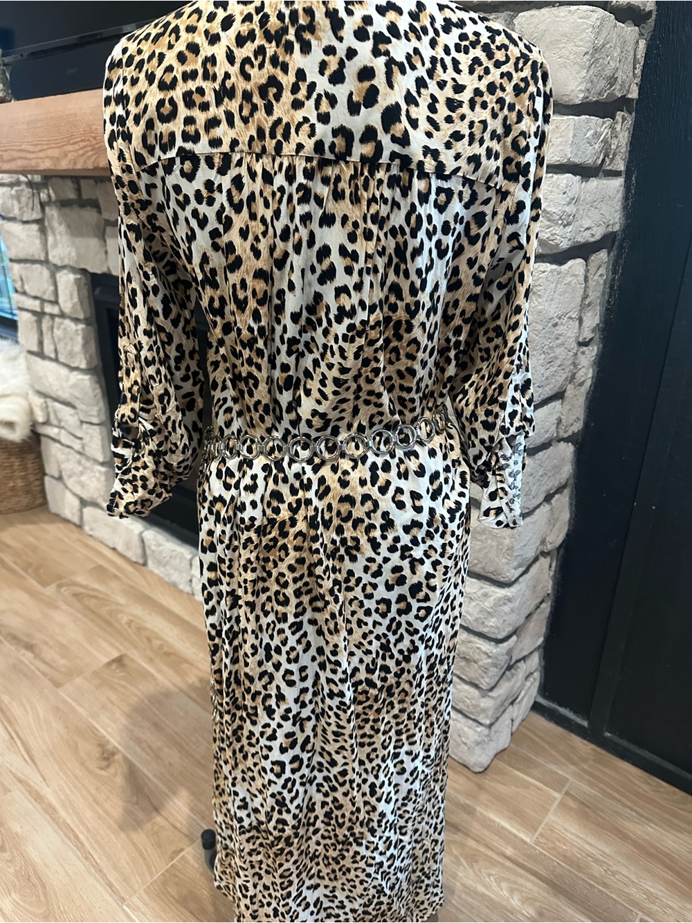 🆕 NWT Savanna Jane Embroidered Leopard Print Maxi Dress Boho Western Floral S - Picture 6 of 8